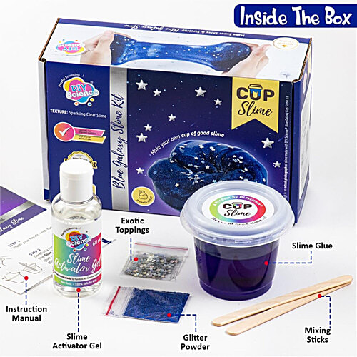 Wembley Galaxy Fluffy Slime Kit - For Kids, Scented PVA Glue, Activator Gel, Exotic Stars & Glitters, Blue,  8+ Years, 1 pc  Make Super Shiny & Stretchy Slime