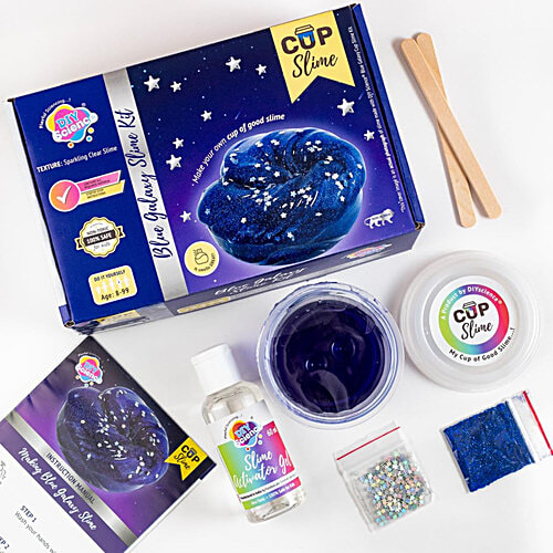 Wembley Galaxy Fluffy Slime Kit - For Kids, Scented PVA Glue, Activator Gel, Exotic Stars & Glitters, Blue,  8+ Years, 1 pc  Make Super Shiny & Stretchy Slime