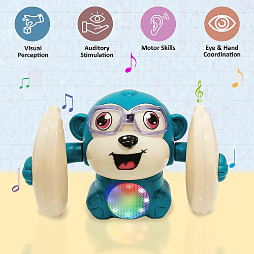 Wembley Dancing Monkey Musical Toy, 1 pc  Baby Spinning Rolling Doll Tumble Doll