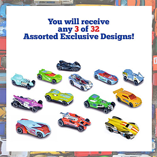 Wembley 1:64 Free Wheel + Pull Back Metal Die Cast Metal X Racers Toy Car - High-Speed Unbreakable Diecast Metal, Assorted Colours, 3 pcs  High-Speed
 Unbreakable Diecast Metal