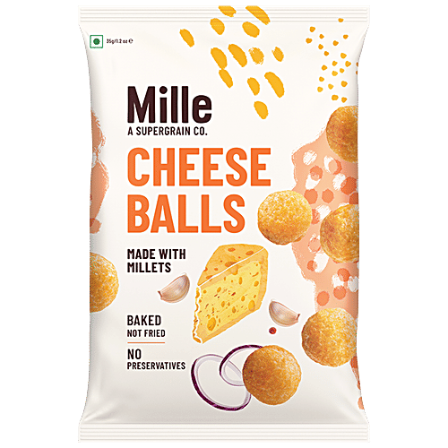 Mille Cheese Balls - Made With Millets, Baked, 35 g  Not Fried, No Preservatives