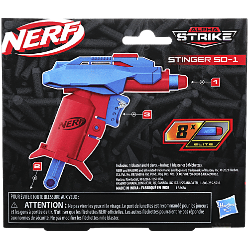 Nerf Alpha Strike Stinger SD-1 Toy Blaster - Includes 8 Official Elite Darts, 1 pc  Adrenaline-pumping Nerf battles
 Easy to use for first-time battlers