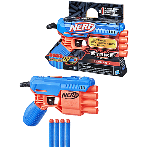 Nerf Alpha Strike Claw QS-4 Blaster - 4-Dart Blasting, Includes 4 Official Elite Foam Darts, Easy To Load, Prime & Fire, 1 pc 4-Dart Blasting
Easy To Load, Prime & Fire