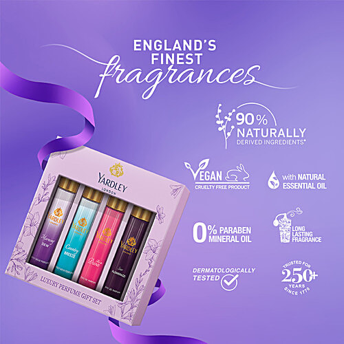 Yardley London Luxury Perfume Gift Set Combo For Women, 60 ml (15 ml x 4 pcs) 