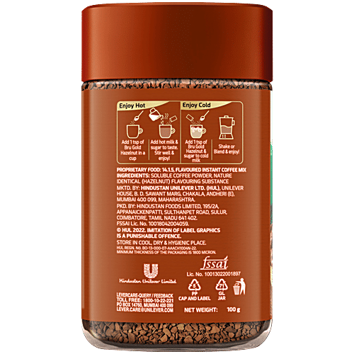 BRU Gold Freeze Dried Hazelnut Instant Coffee Mix, 100 g  