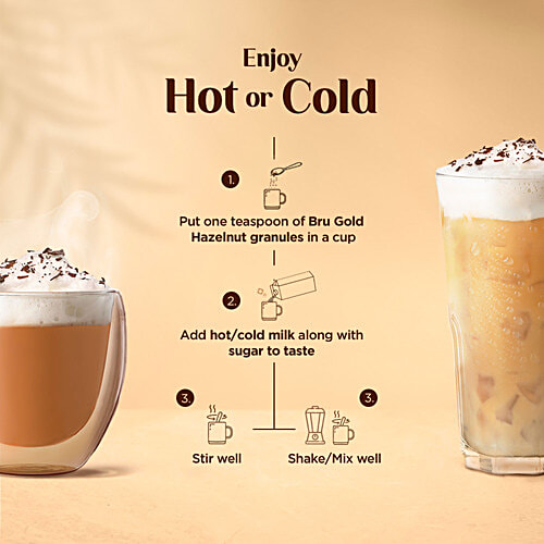 BRU Gold Freeze Dried Hazelnut Instant Coffee Mix, 100 g  