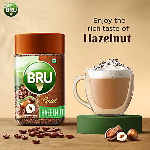 BRU Gold Freeze Dried Hazelnut Instant Coffee Mix, 100 g  