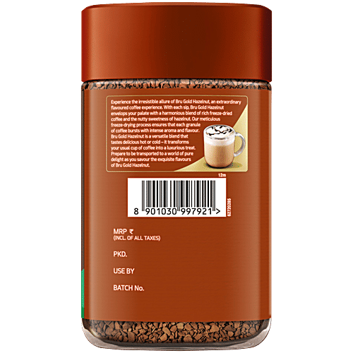 BRU Gold Freeze Dried Hazelnut Instant Coffee Mix, 100 g  