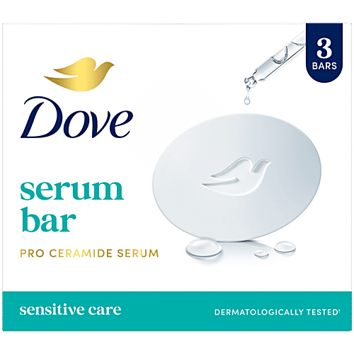 Dove Sensitive Care Pro-Ceramide Serum Bar, 125 g (Pack of 3) Hypoallergenic Formula, No Dyes, Dermatologically Tested