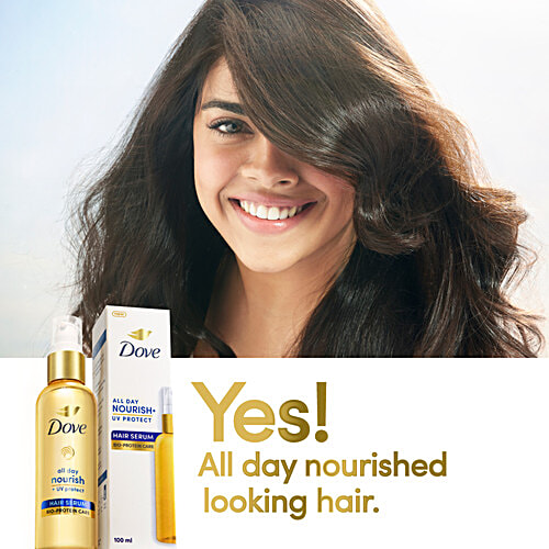 Dove All Day Nourish + UV protect Hair Serum For All Hair Types With Bio Protein Care, 100 ml Bio Protein Care