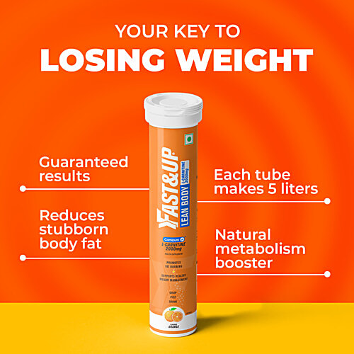 Fast&Up Lean Body Weight Loss Supplement Tablets For Faster Fat Burn, Orange, 20 pcs  Promotes Fat Burning, Supports Healthy Weight Management, Drop Fizz Drink