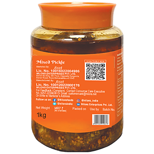 Nilon's Assal Marathi Mix Pickle, 1 kg  Made with Cottonseed Oil