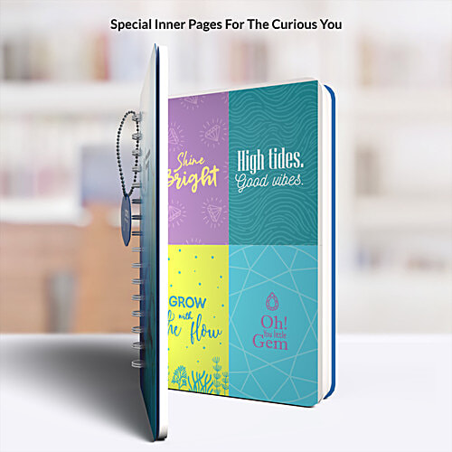 Paperkraft A5 Designer Wiro Hard Bound Notebook 168 Pages - Ruled Pages, Paper Dangler, Underwater Theme Happiness Comes In Waves, 1 pc 3 Special Inserts