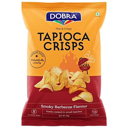 Dobra Smoky Barbeque Tapioca Crisps, 60 g Delightfully crunchy
Smoky Barbecue Flavour