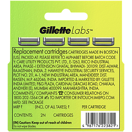 Gillette Labs Razor Shaving Blades/Cartridges - For Men, 2 pcs