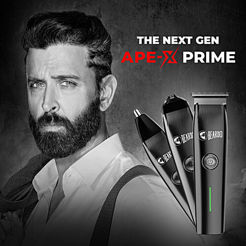 Beardo Ape-X Prime 3 In 1 Multipurpose Trimmer For Men – Beard, Precision, Ear & Nose Trimmer & Type-C Charging, 1 pc  With Stainless Steel Self-Sharpening Blades