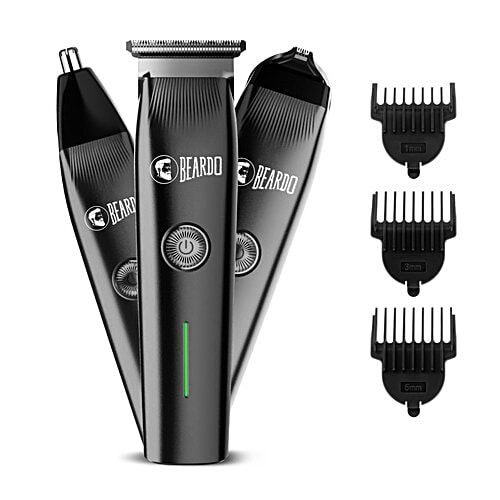 Beardo Ape-X Prime 3 In 1 Multipurpose Trimmer For Men – Beard, Precision, Ear & Nose Trimmer & Type-C Charging, 1 pc  With Stainless Steel Self-Sharpening Blades