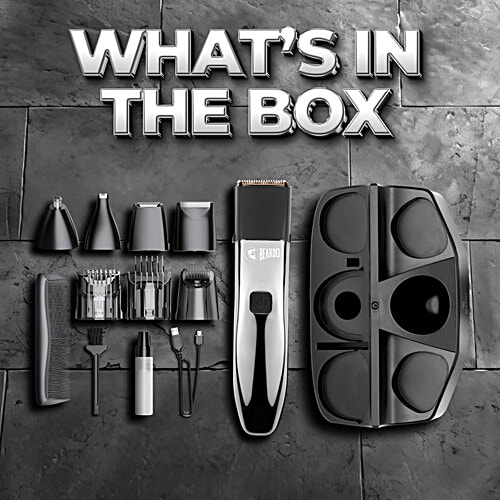 Beardo Chrome Beast Multipurpose Trimmer Set For Men With 40 Length Settings, 6 Attachments, Dock, & 90 Min Runtime, 1 pc  All In 1 Beard, Hair, Body, Precision, Ear, Nose Trimmer