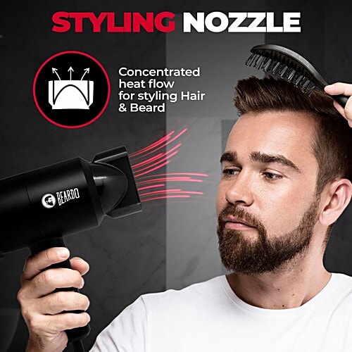 Beardo BEARDO Styling Gun Hair Dryer with 3 Heat Settings & Cool Flow (Thermo-Protect Technology, Black), 1 Unit 3 Heat 2 Speed Setting, Hair Dryer For Men, Travel Friendly