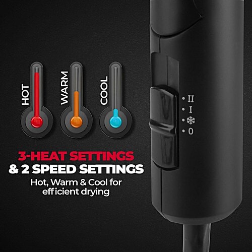 Beardo BEARDO Styling Gun Hair Dryer with 3 Heat Settings & Cool Flow (Thermo-Protect Technology, Black), 1 Unit 3 Heat 2 Speed Setting, Hair Dryer For Men, Travel Friendly