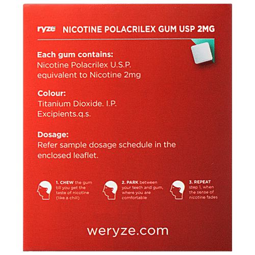 Ryze Nicotine Gums - 2 mg, Frosty Mint, Sugar Free, 1 pc (9 pcs) Nicotine Replacement Therapy, 2 mg, 9 Gums
