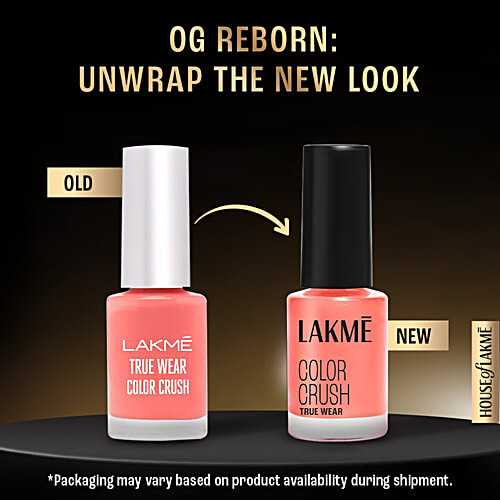 Lakme True Wear Colour Crush Nail Polish, Long Lasting & Vibrant Nail Paint, 6 ml 65 Shade Chip Resistant Nail Paint, Colour Lock Tech, Long Stay