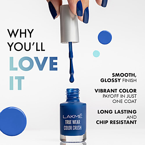 Lakme True Wear Colour Crush Nail Polish, Long Lasting & Vibrant Nail Paint, 6 ml 65 Shade Chip Resistant Nail Paint, Colour Lock Tech, Long Stay