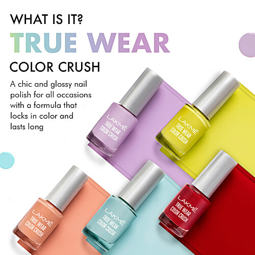 Lakme True Wear Colour Crush Nail Polish, Long Lasting & Vibrant Nail Paint, 6 ml 70 Shade Chip Resistant Nail Paint, Colour Lock Tech, Long Stay