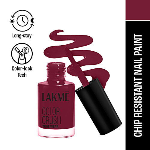 Lakme True Wear Colour Crush Nail Polish, Long Lasting & Vibrant Nail Paint, 6 ml 70 Shade Chip Resistant Nail Paint, Colour Lock Tech, Long Stay