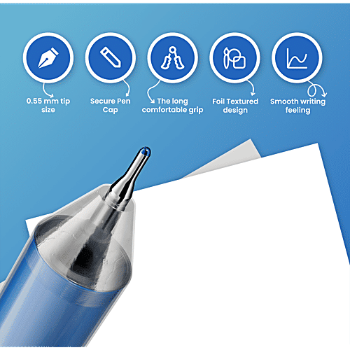 Linc Ocean Gel Pens - 0.55 mm Tip, Blue Ink, 10 pcs  Smooth Writing
 Comfortable Grip