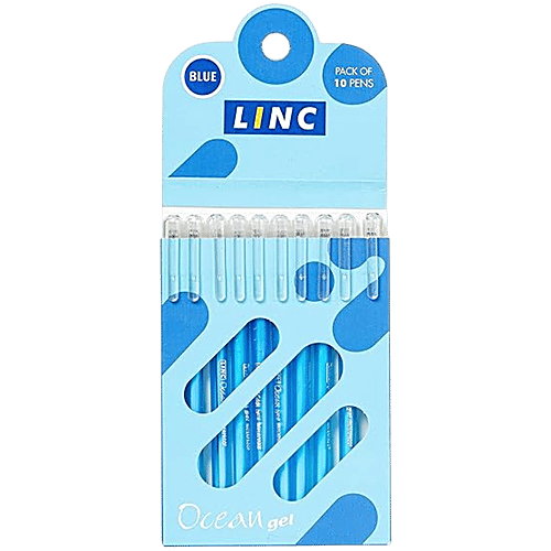 Linc Ocean Gel Pens - 0.55 mm Tip, Blue Ink, 10 pcs  Smooth Writing
 Comfortable Grip