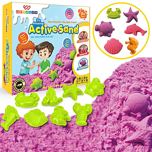 Wembley Active Sand Art - For Kids, Craft Activity Kit, Kinetic Sand, With Moulds, 8 Different Shapes, 1 pc  Creative Toys for Kids Aged 8+