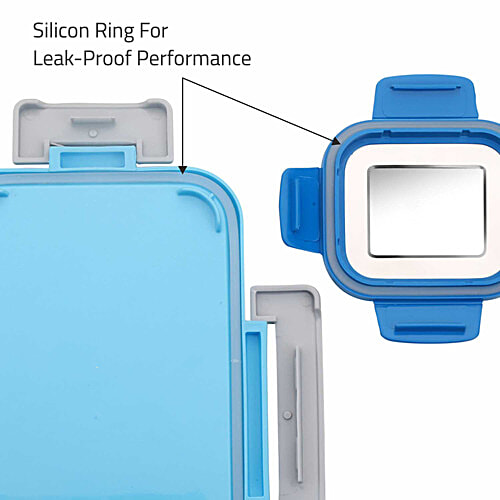 Signoraware Nugget Stainless Steel Lunch Box - Airtight & Leakproof, Blue, 2 pcs (700 ml + 130 ml) 