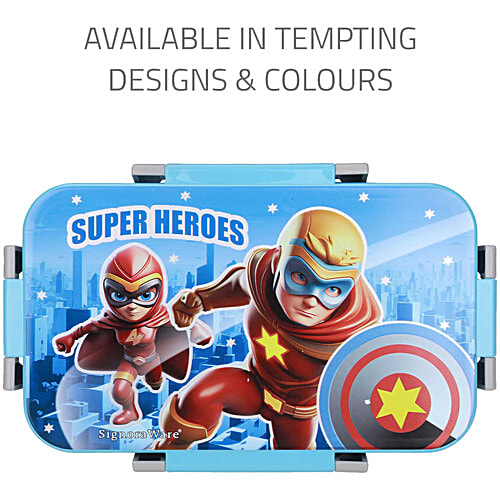 Signoraware Nugget Stainless Steel Lunch Box - Airtight & Leakproof, Blue, 2 pcs (700 ml + 130 ml) 