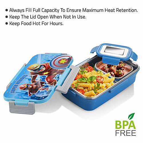 Signoraware Nugget Stainless Steel Lunch Box - Airtight & Leakproof, Blue, 2 pcs (700 ml + 130 ml) 