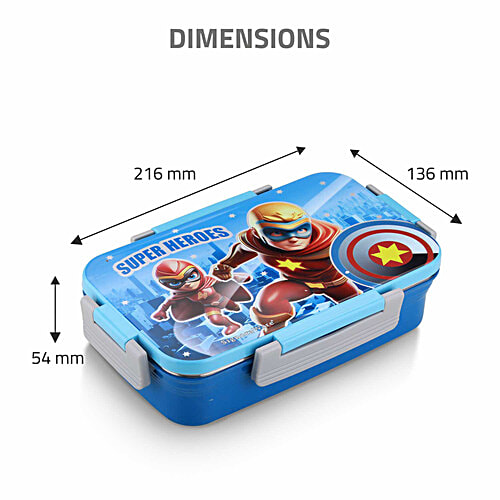 Signoraware Nugget Stainless Steel Lunch Box - Airtight & Leakproof, Blue, 2 pcs (700 ml + 130 ml) 