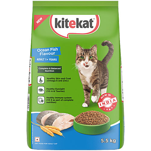 Kitekat Adult Dry Cat Food - Ocean Fish Flavour, 5.5 kg Pouch 