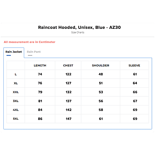 Zeel Raincoat Hooded, Unisex, Blue, 1 pc  