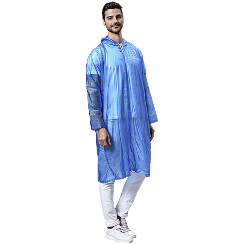 Zeel Raincoat Hooded, Unisex, Blue, 1 pc  
