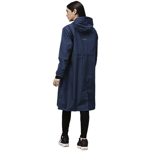 Zeel Rain Jacket With Hood For Women, Waterproof, Blue, L, 1 pc
