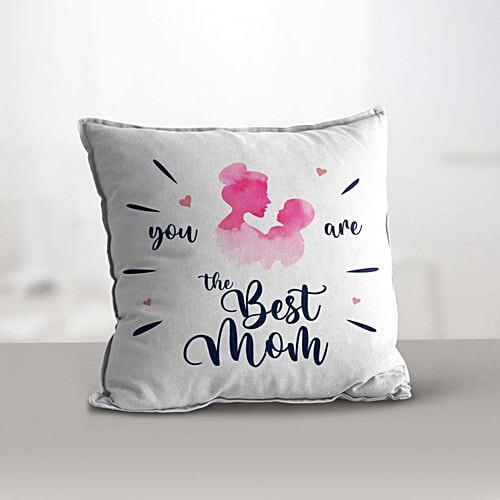 eCraftIndia "You Are The Best Mom" Quote Digital Printed Cushion Cover With Cushion Filler, 1 pc