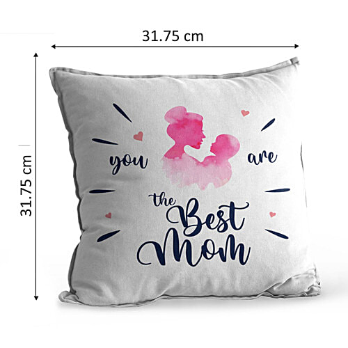 eCraftIndia "You Are The Best Mom" Quote Digital Printed Cushion Cover With Cushion Filler, 1 pc
