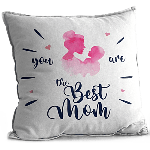 eCraftIndia "You Are The Best Mom" Quote Digital Printed Cushion Cover With Cushion Filler, 1 pc