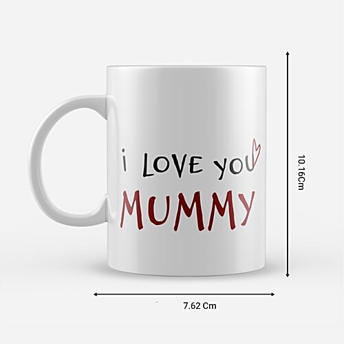 eCraftIndia "I Love You Mummy" Mother's Day Theme Ceramic Coffee Mugs - White, 330 ml  