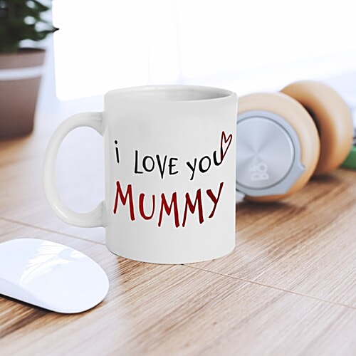 eCraftIndia "I Love You Mummy" Mother's Day Theme Ceramic Coffee Mugs - White, 330 ml  