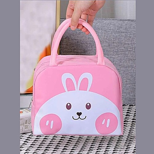 JBG Home Store Kids Lunch Bag - Aluminum Foil Insulated, Leak Proof, Rabbit Print, Pink, 1 pc  