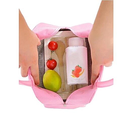 JBG Home Store Kids Lunch Bag - Aluminum Foil Insulated, Leak Proof, Rabbit Print, Pink, 1 pc  