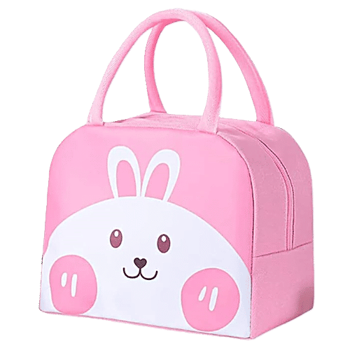 JBG Home Store Kids Lunch Bag - Aluminum Foil Insulated, Leak Proof, Rabbit Print, Pink, 1 pc  