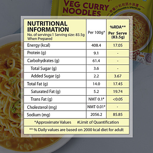Keya Veg Curry Noodles - Hot & Saucy Ramyun, 83.5 g Pouch 