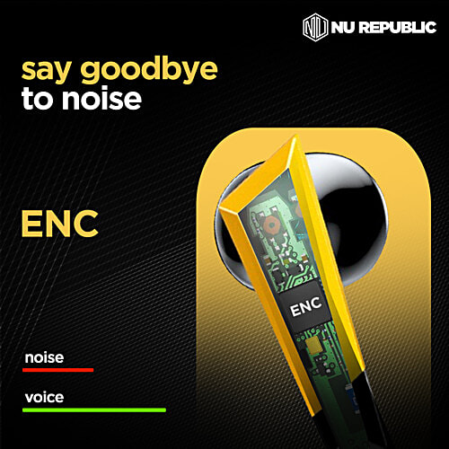 Nu Republic Transform X Bluetooth Earphones - With X Bass, Wireless, ENC Technology, 60 Hrs Playtime, TWS With Mic & Hall Sensor, Fast Charge, Dual Mode (Game/Music), LED Lights, Yellow, 1 Unit  